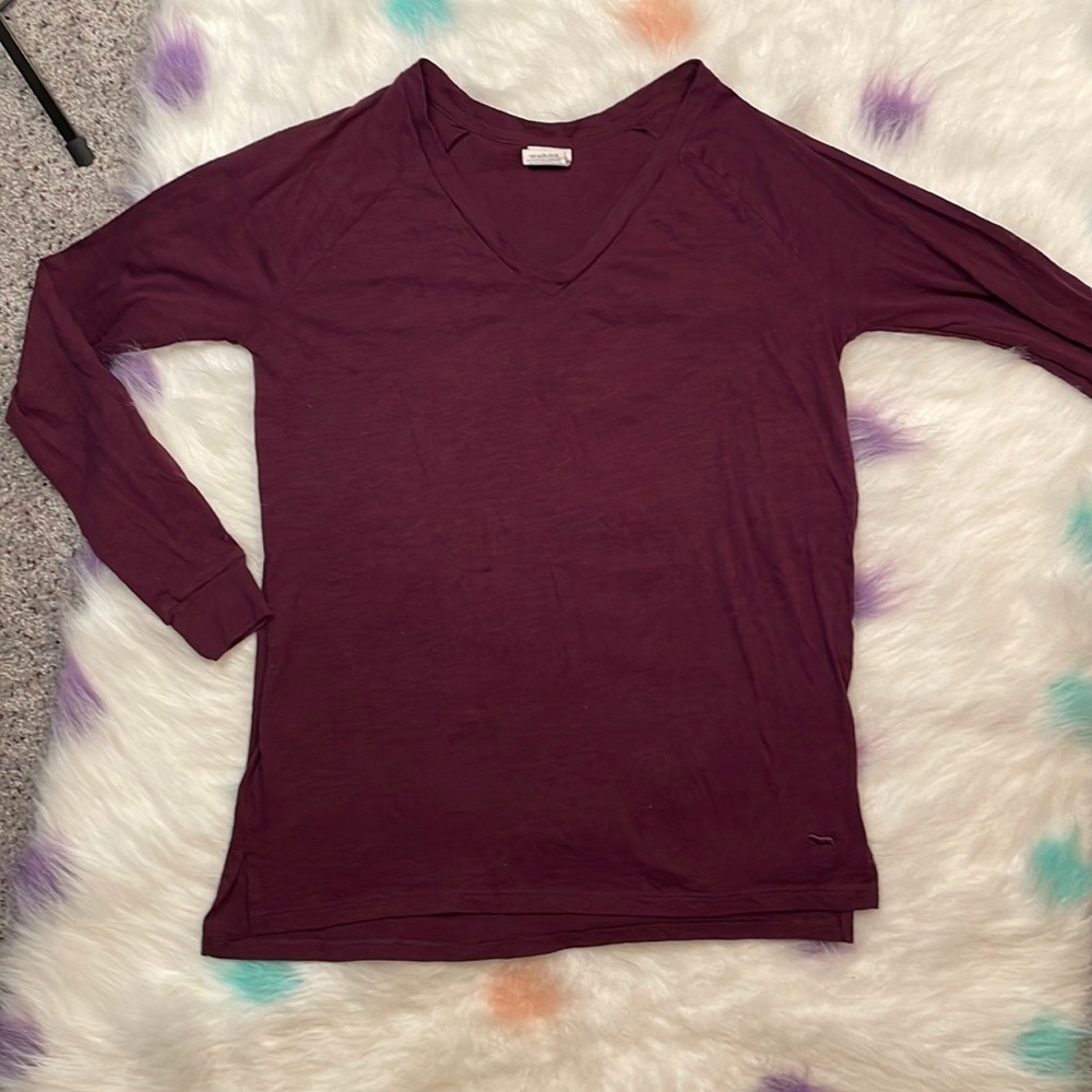 PINK Victoria’s Secret Plum Purple Oversized Long Sleeve Shirt Size XS